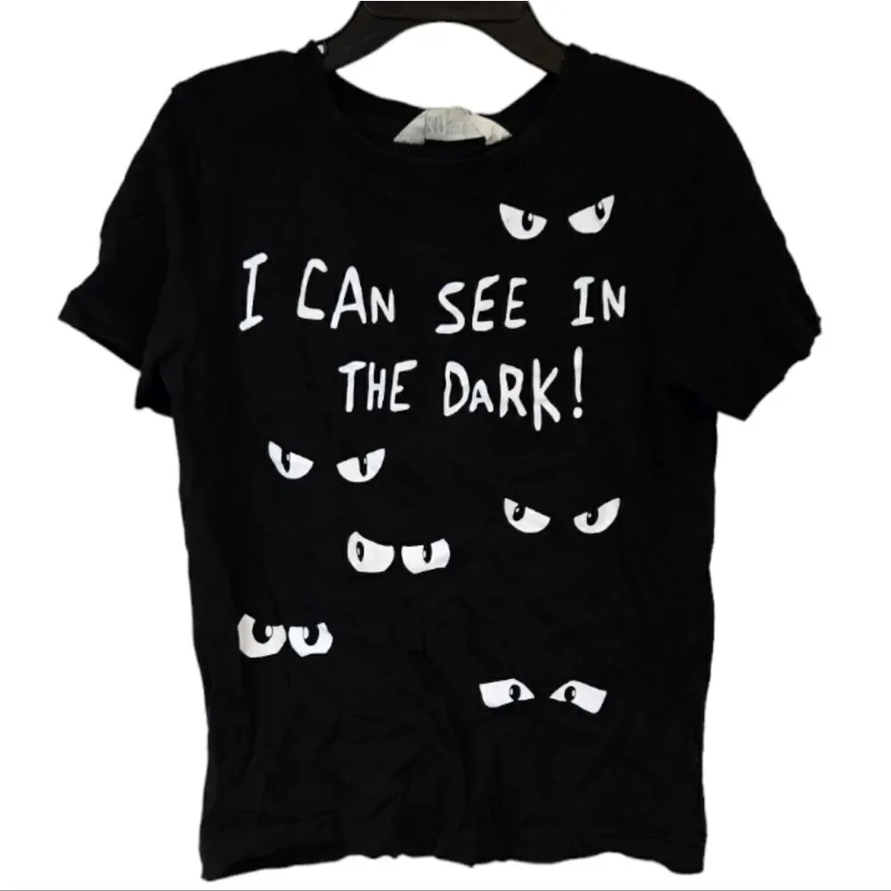 H&M Little Boys Black Spooky Eyes T-Shirt Casual Little Monster Shirt Kids Tee